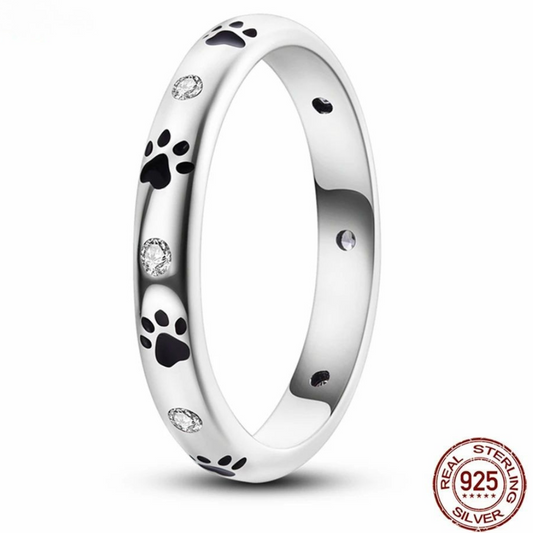 925 Sterling Silver Paw Print Ring - Pet Jewelry for Owners