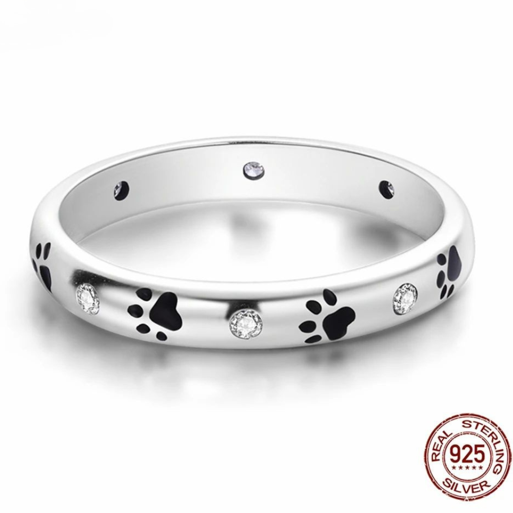 925 Sterling Silver Paw Print Ring - Pet Jewelry for Owners