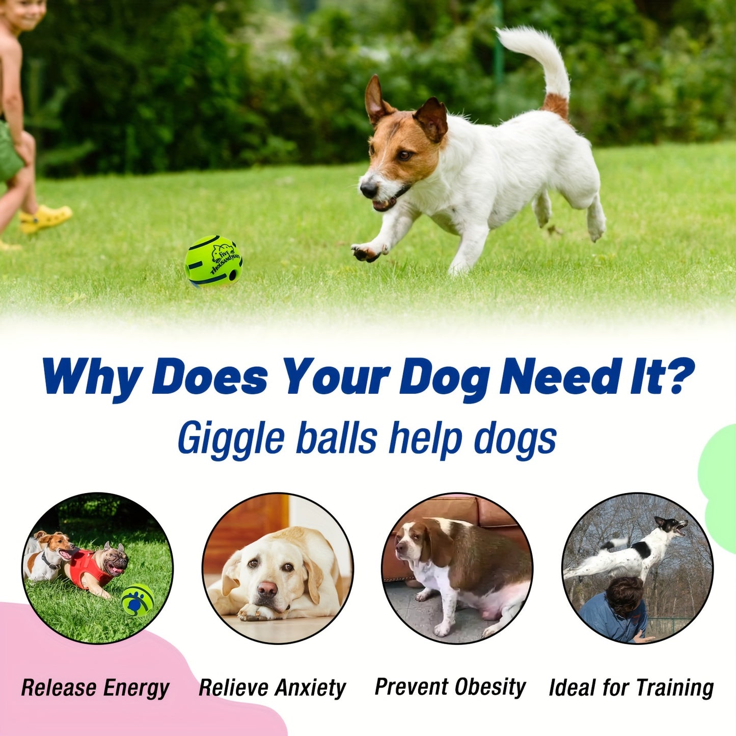 Dog Giggle Ball – Smart Talking Ball for IQ Training & Play, No Batteries Needed