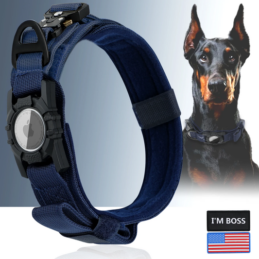 Tactical AirTag Collar Provides Durable Dog Collar with Built In Handle