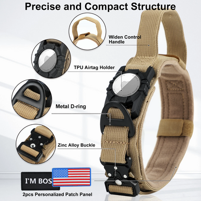 Tactical AirTag Collar Provides Durable Dog Collar with Built In Handle