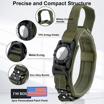 Tactical AirTag Collar Provides Durable Dog Collar with Built In Handle