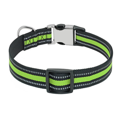 Nylon Dog Collar with Personalized Reflective ID Tag and Nameplate