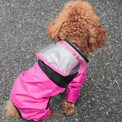 Rain Jumpsuit for Dogs Weather Resistant Dog Coat with Transparent Hood (FREE BOOTS)