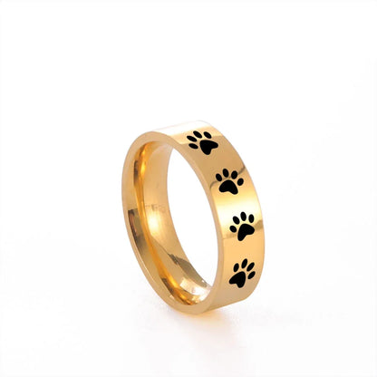 Dog & Cat Paw Hollow Ring Gold/Silver | Unisex Stainless Steel Jewelry for Owners