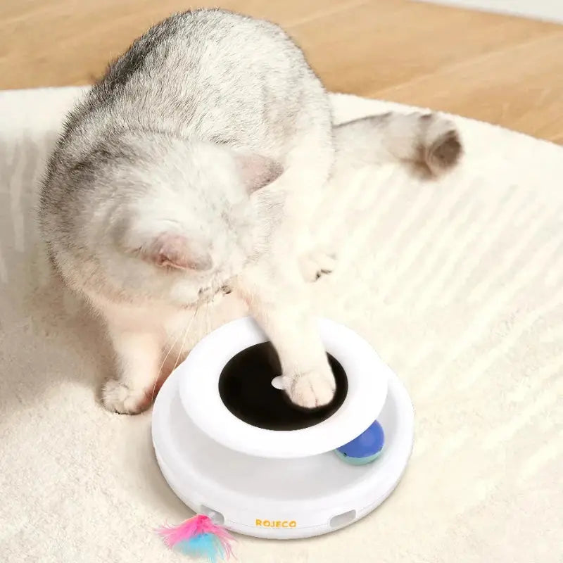 2-in-1 Smart Cat Toy - Automatic Feather and Ball Play What The Fur