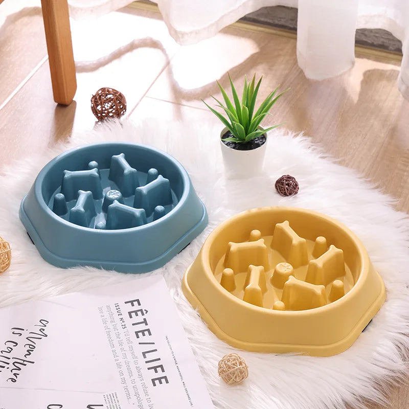 Anti Choke Pet Bowl Unique Bone Shaped Slow Feeder for Pets