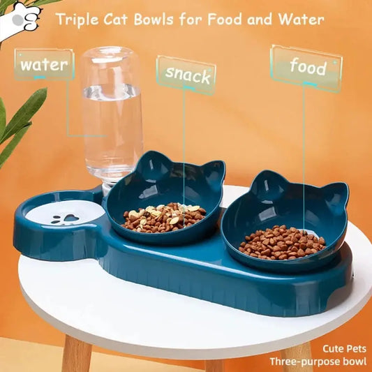 Anti Tip Cat Food Bowl Features Double Bowl with Neck Support What The Fur