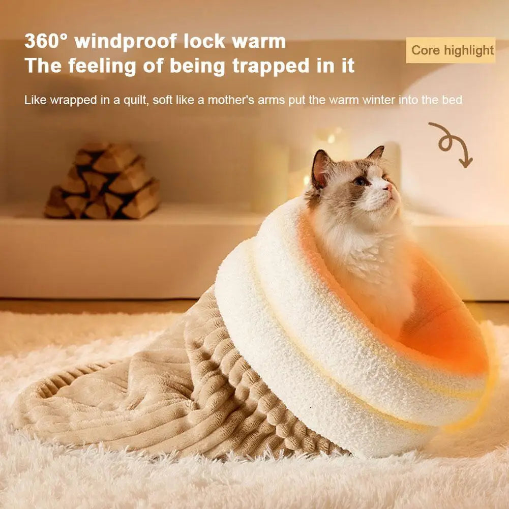 Cozy Winter Sleeping Bag for Cats & Small Dogs – Warm and Semi-Enclosed