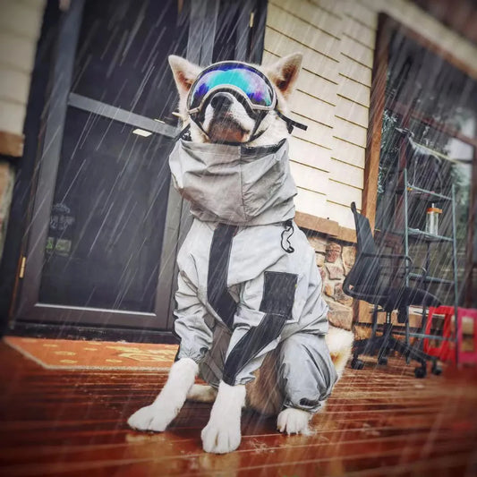 Reflective Dog Jacket with Hoodie Waterproof Sun Protective Rain Coat (FREE BOOTS)