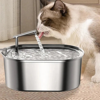 Stainless Steel Cat Fountain Automatic Water Drinker for Cats Pets What The Fur