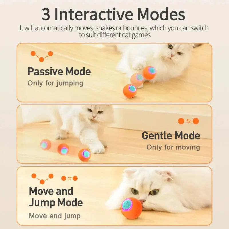 Self Moving Interactive Cat Toy Bouncing Ball for Cat Engagement What The Fur