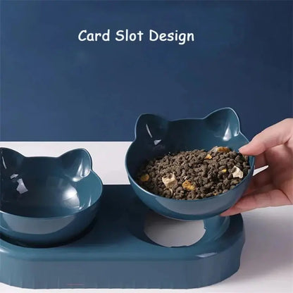 Anti Tip Cat Food Bowl Features Double Bowl with Neck Support What The Fur