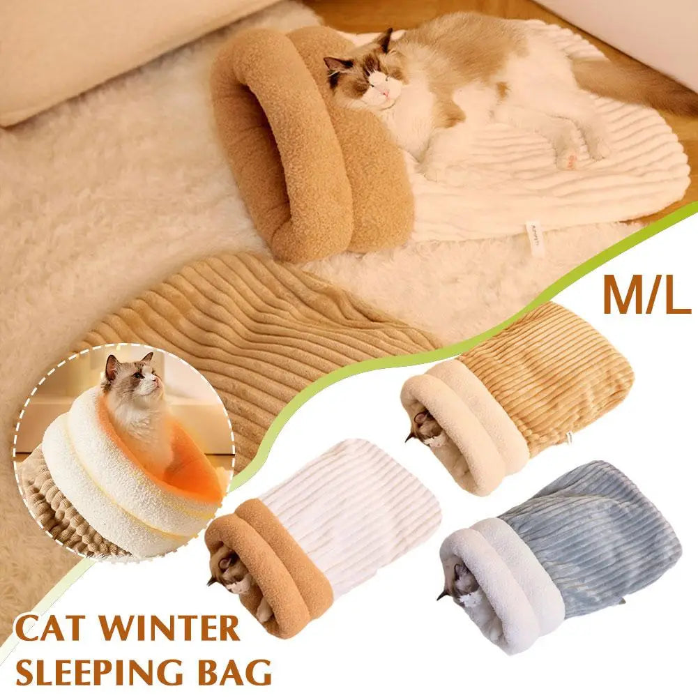 Cozy Winter Sleeping Bag for Cats & Small Dogs – Warm and Semi-Enclosed