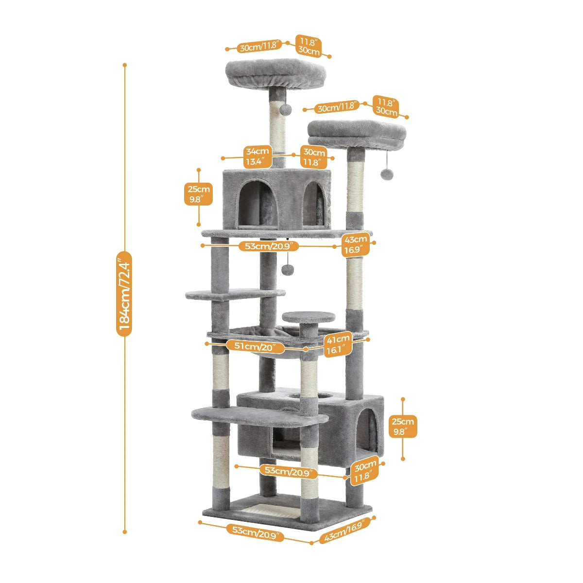 Large Cat Tree Condo - Multi-Level Plush Tower Scratching Posts