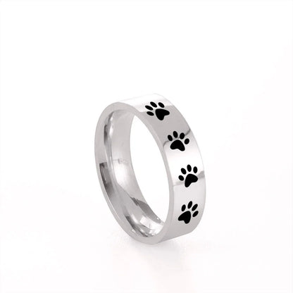 Dog & Cat Paw Hollow Ring Gold/Silver | Unisex Stainless Steel Jewelry for Owners