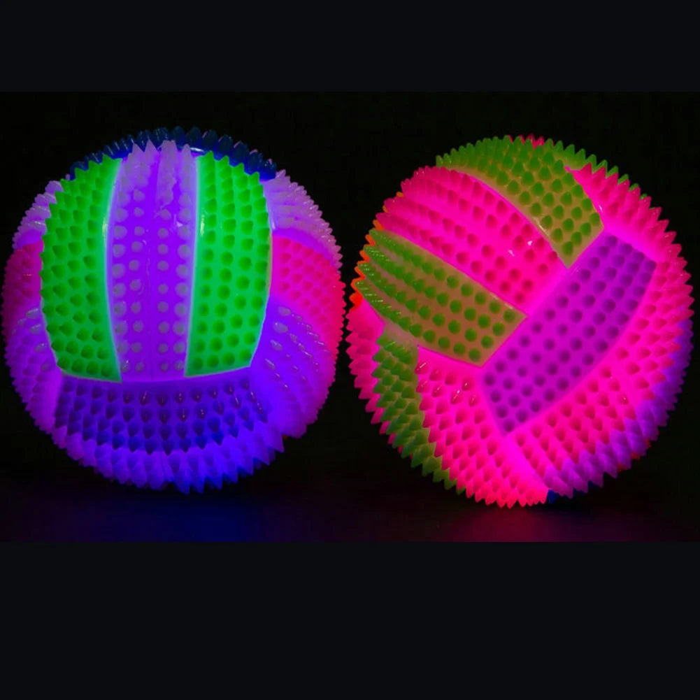 Glow in Dark Squeaky Ball Bounce Activated Fun Toy for Pets