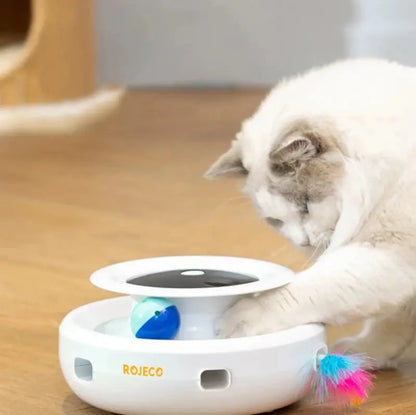 2-in-1 Smart Cat Toy - Automatic Feather and Ball Play What The Fur