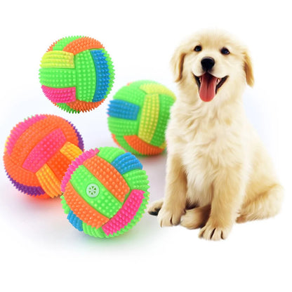 Glow in Dark Squeaky Ball Bounce Activated Fun Toy for Pets