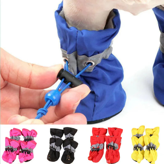 Waterproof Pet Boots Anti Slip Protection for Small Dogs Cats (FREE with raincoat)