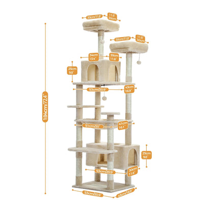 Large Cat Tree Condo - Multi-Level Plush Tower Scratching Posts