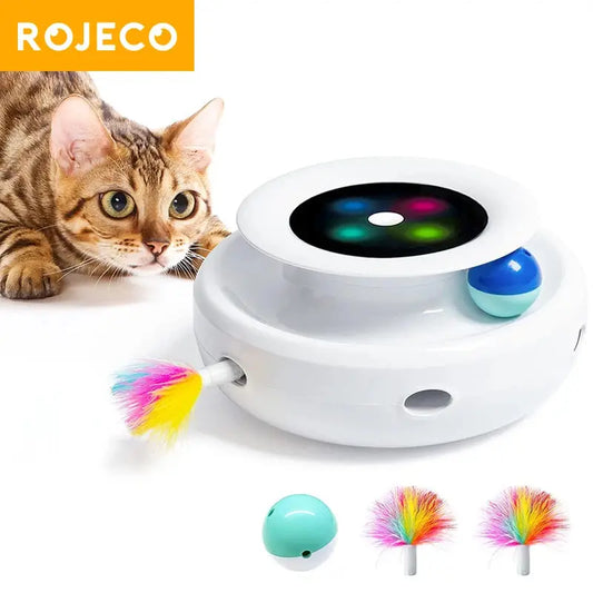 2-in-1 Smart Cat Toy - Automatic Feather and Ball Play What The Fur