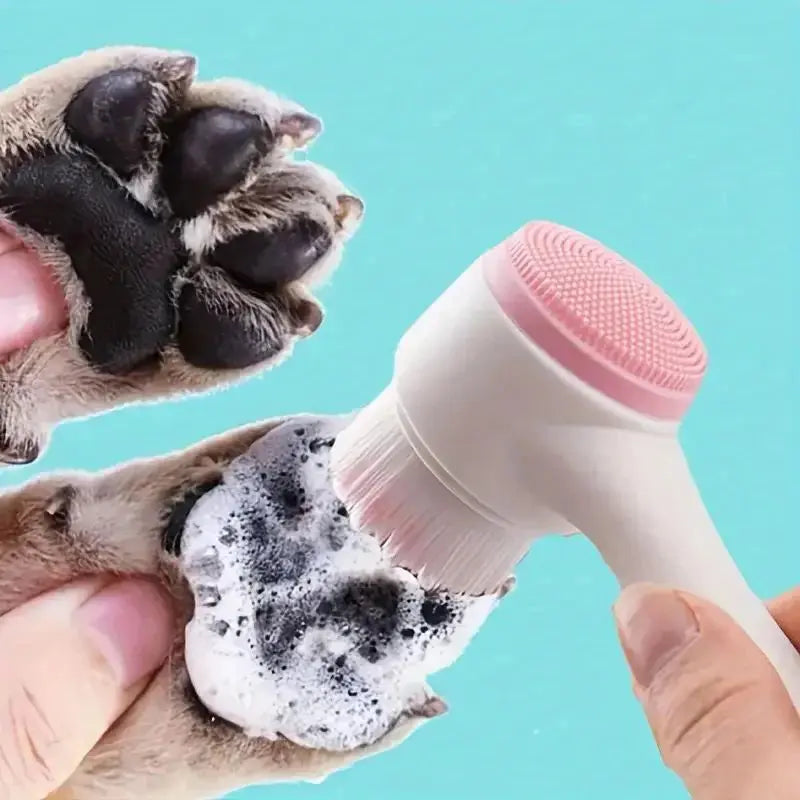 Dual Sided Pet Paw Cleaner Features Massage Brush for Cats/Dogs What The Fur