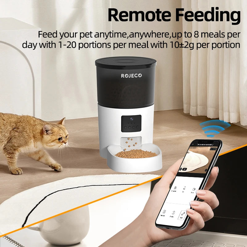 Smart Pet Feeder Remote Camera Voice Recorder Control for Pets