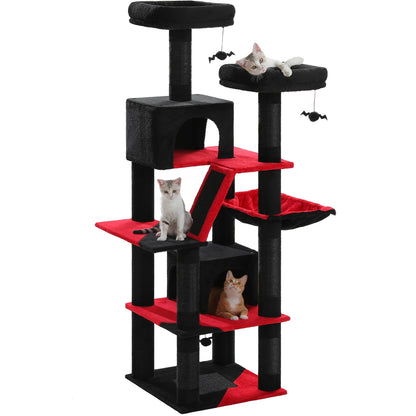 Large Cat Tree Condo - Multi-Level Plush Tower Scratching Posts