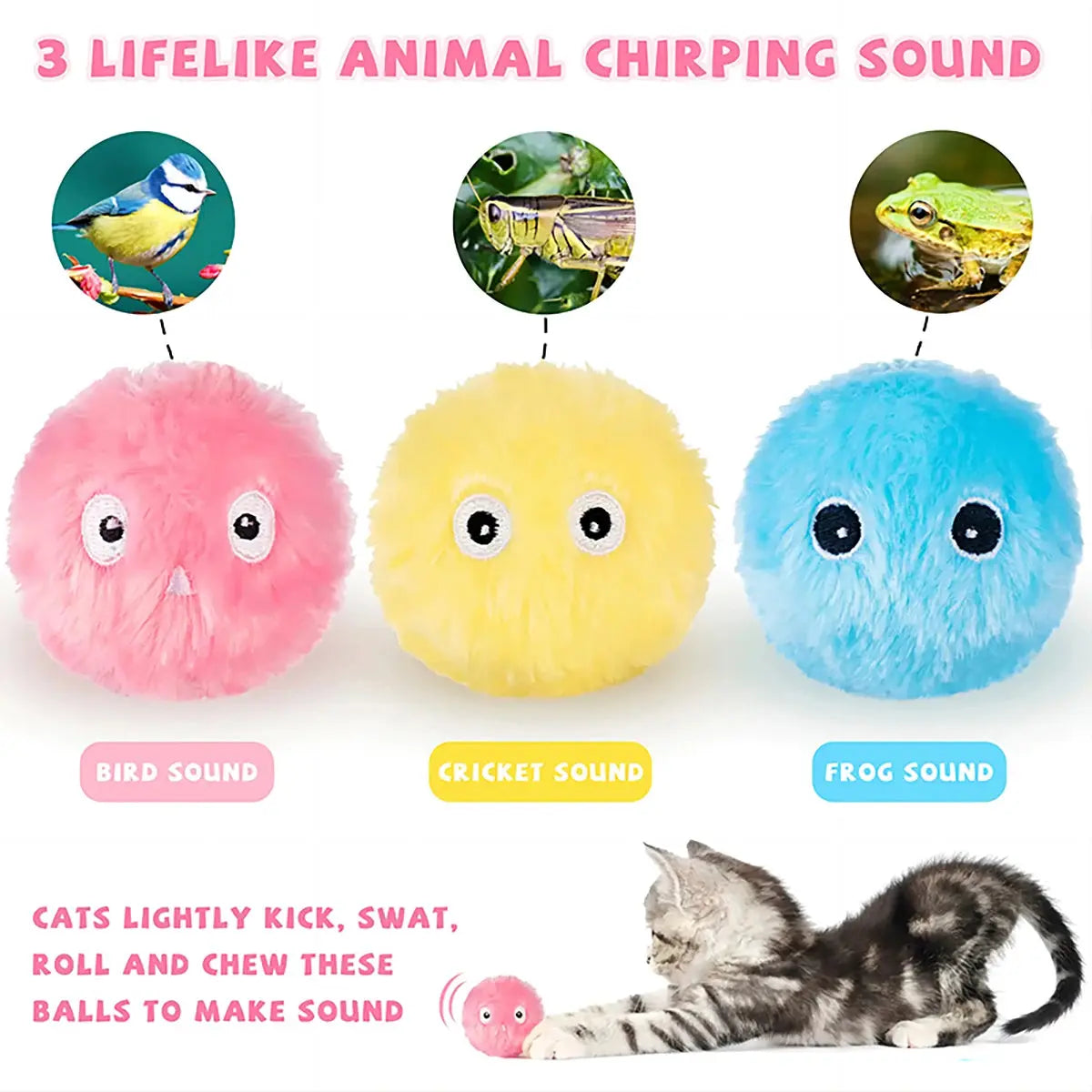 Catnip Training Ball Provides Interactive Squeaky Toy for Curious Cats What The Fur