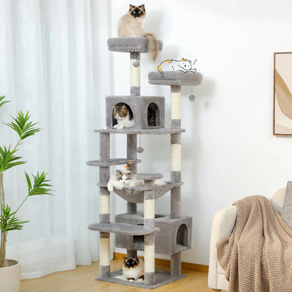 Large Cat Tree Condo - Multi-Level Plush Tower Scratching Posts