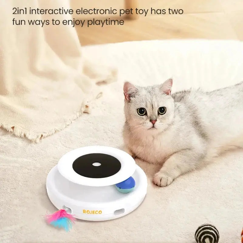 2-in-1 Smart Cat Toy - Automatic Feather and Ball Play What The Fur