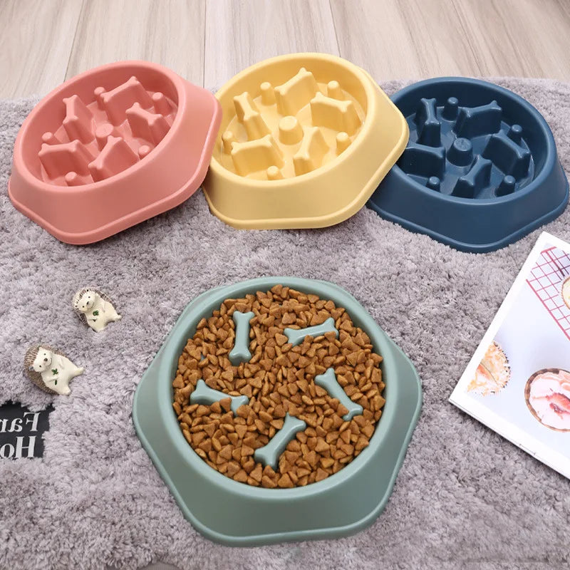 Anti Choke Pet Bowl Unique Bone Shaped Slow Feeder for Pets