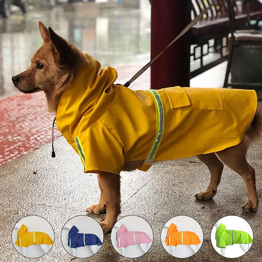 Large Reflective Dog Raincoat Durable & Hooded (FREE BOOTS)