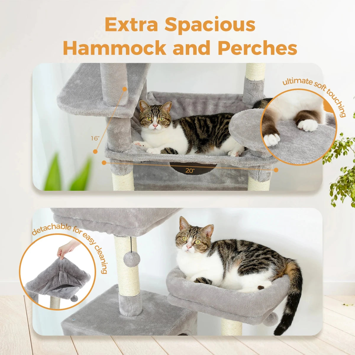 Large Cat Tree Condo - Multi-Level Plush Tower Scratching Posts