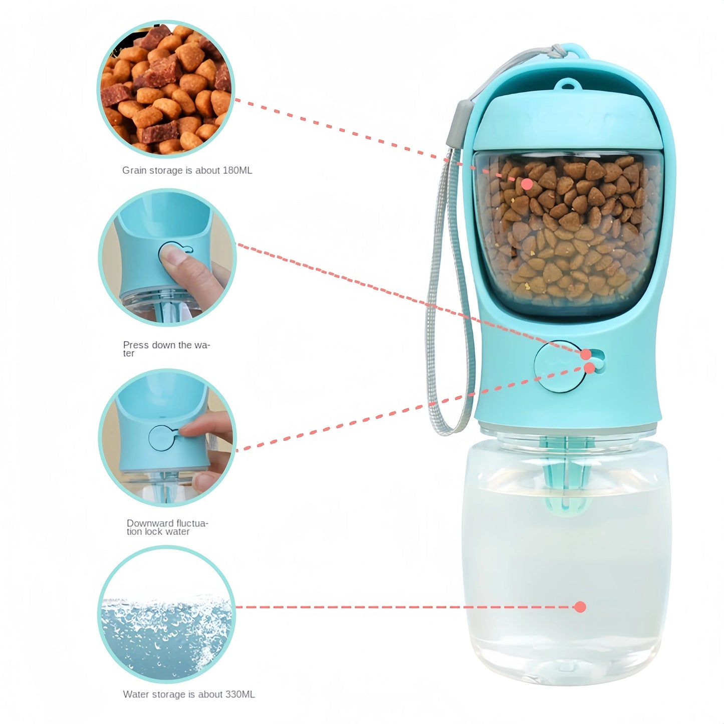 Portable Pet Water Bottle Handy Outdoor Travel Feeder for Pets