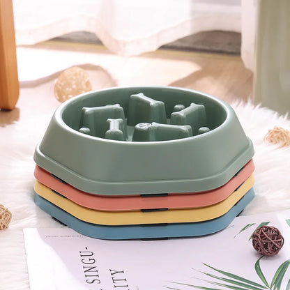 Anti Choke Pet Bowl Unique Bone Shaped Slow Feeder for Pets