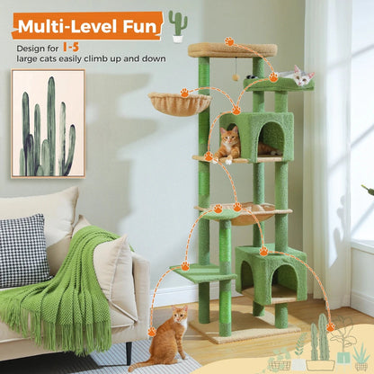 Large Cat Tree Condo - Multi-Level Plush Tower Scratching Posts