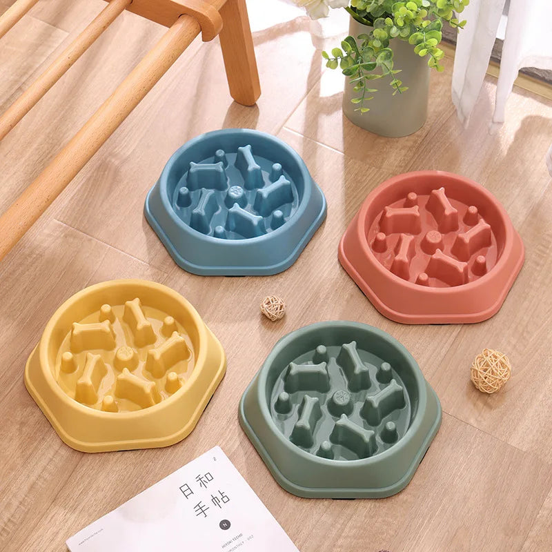 Anti Choke Pet Bowl Unique Bone Shaped Slow Feeder for Pets