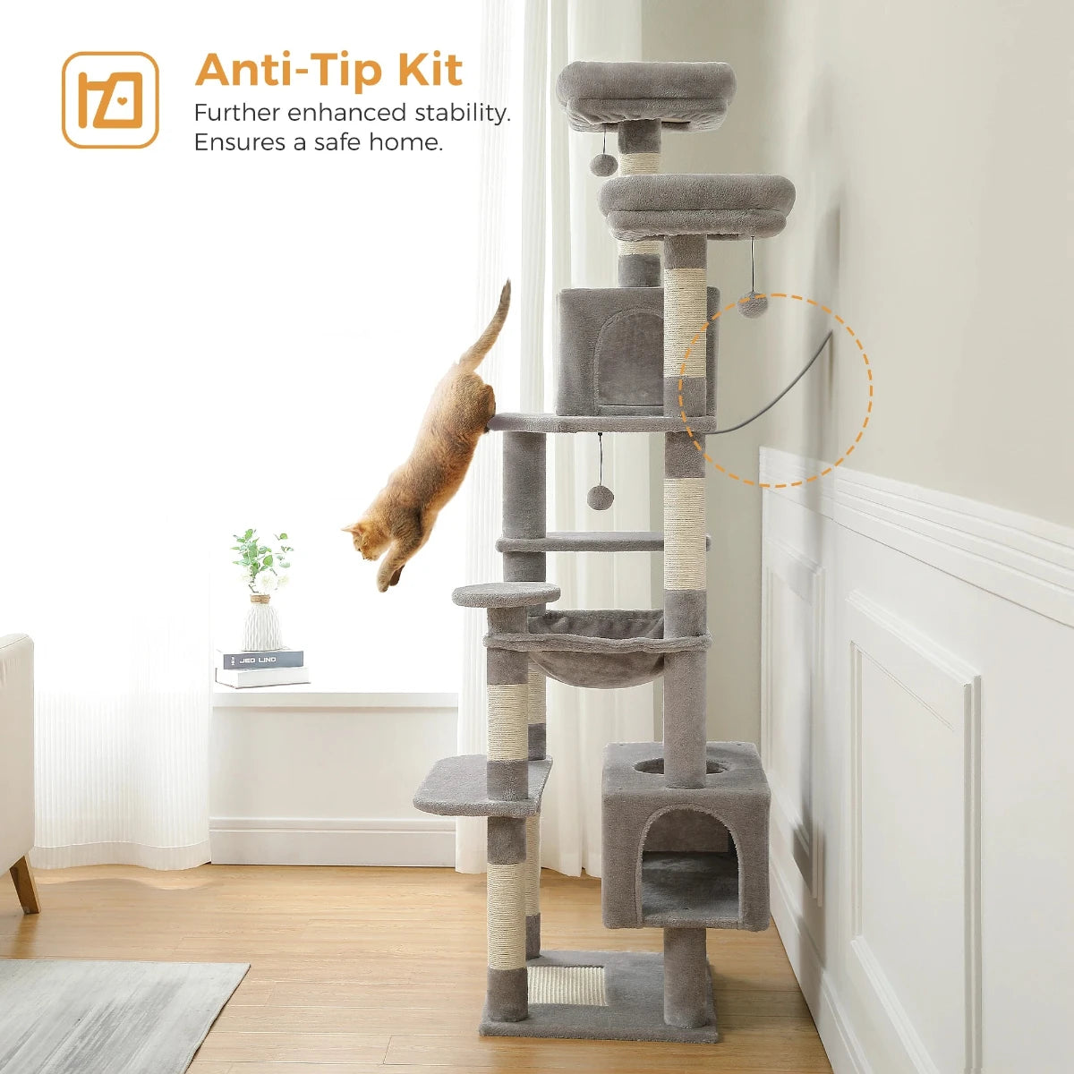 Large Cat Tree Condo - Multi-Level Plush Tower Scratching Posts