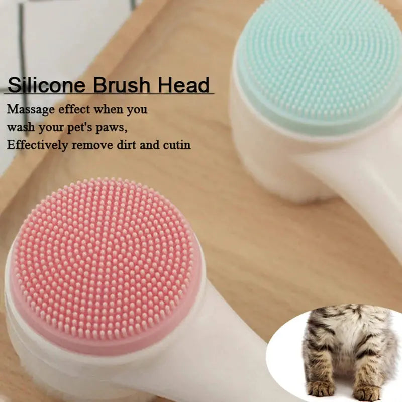 Dual Sided Pet Paw Cleaner Features Massage Brush for Cats/Dogs What The Fur