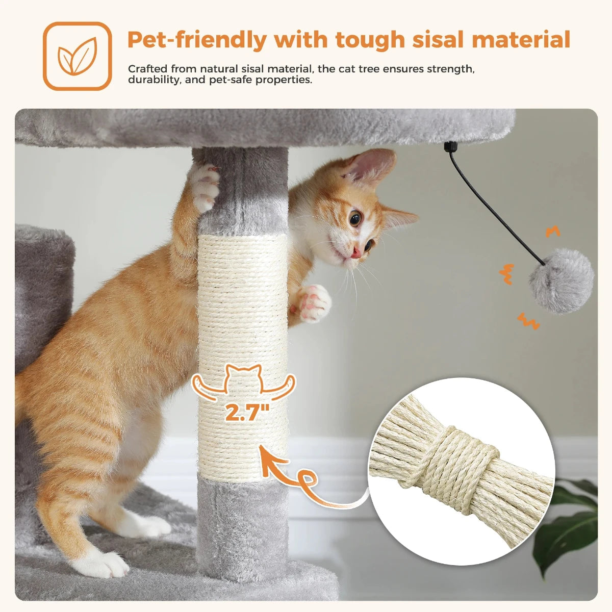 Large Cat Tree Condo - Multi-Level Plush Tower Scratching Posts