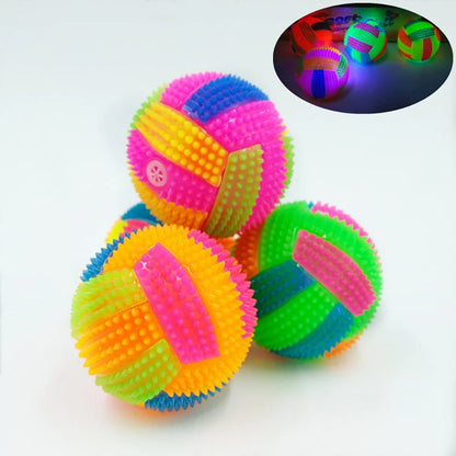 Glow in Dark Squeaky Ball Bounce Activated Fun Toy for Pets