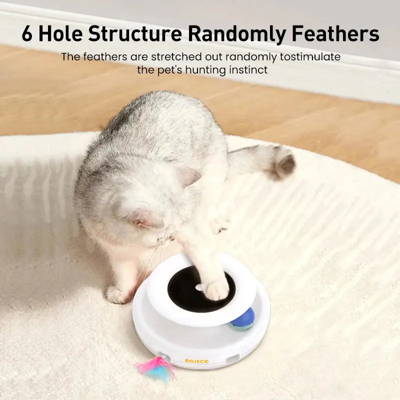 2-in-1 Smart Cat Toy - Automatic Feather and Ball Play What The Fur